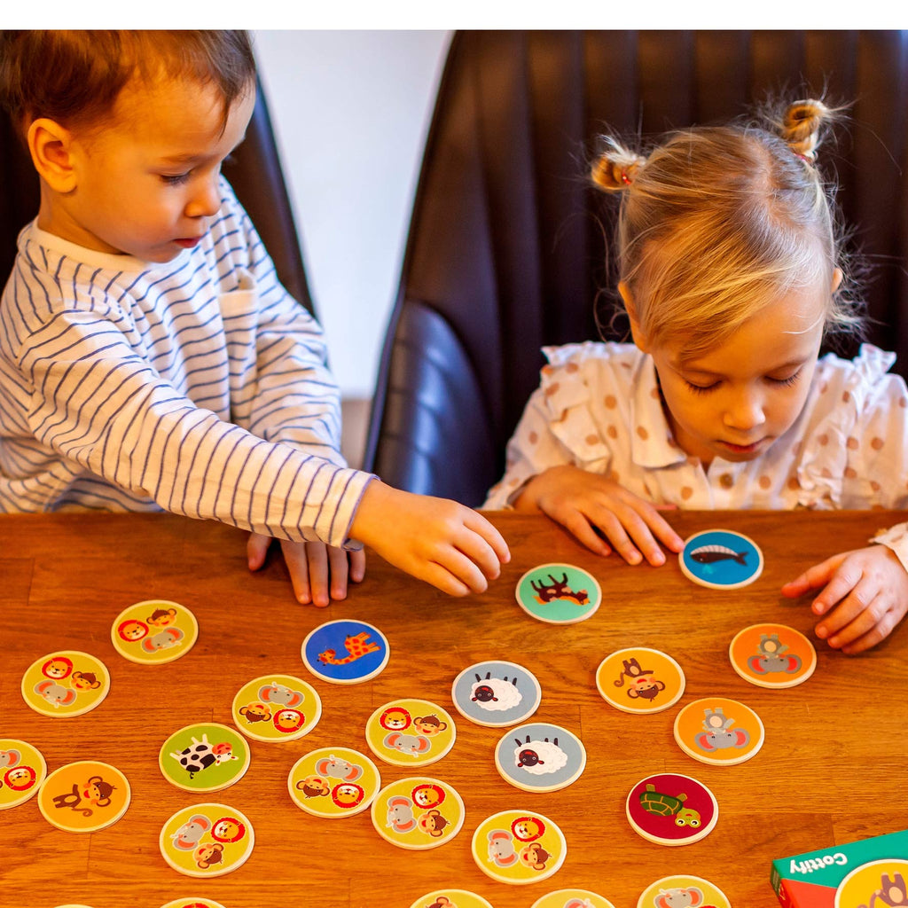 Cottify Wooden Memory Matching Game for Toddlers 2-4 Years - 16 Durable Basswood Cards with Carry Bag