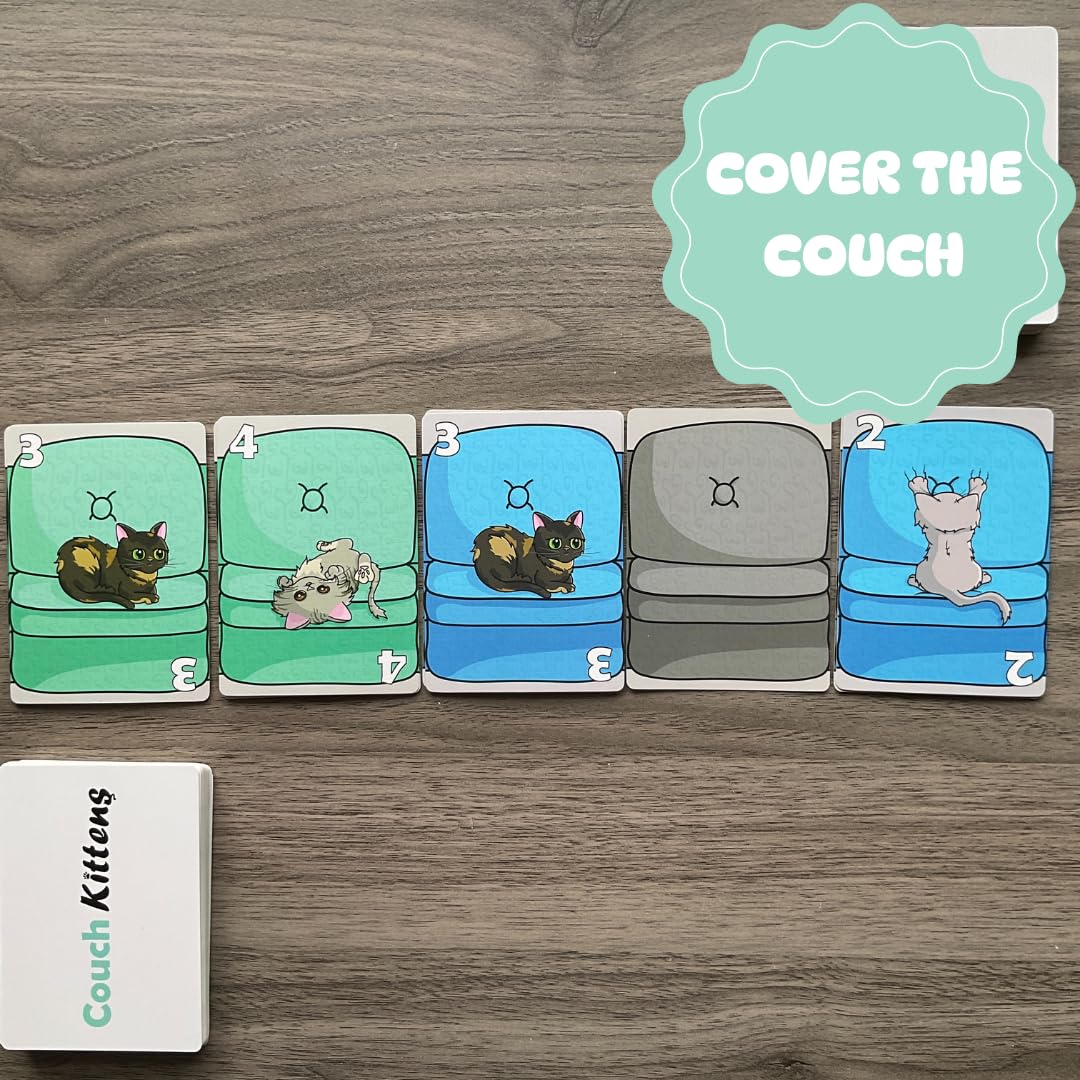 Couch Kittens Card Game – Quick 2-Player Number Game for Cat Lovers
