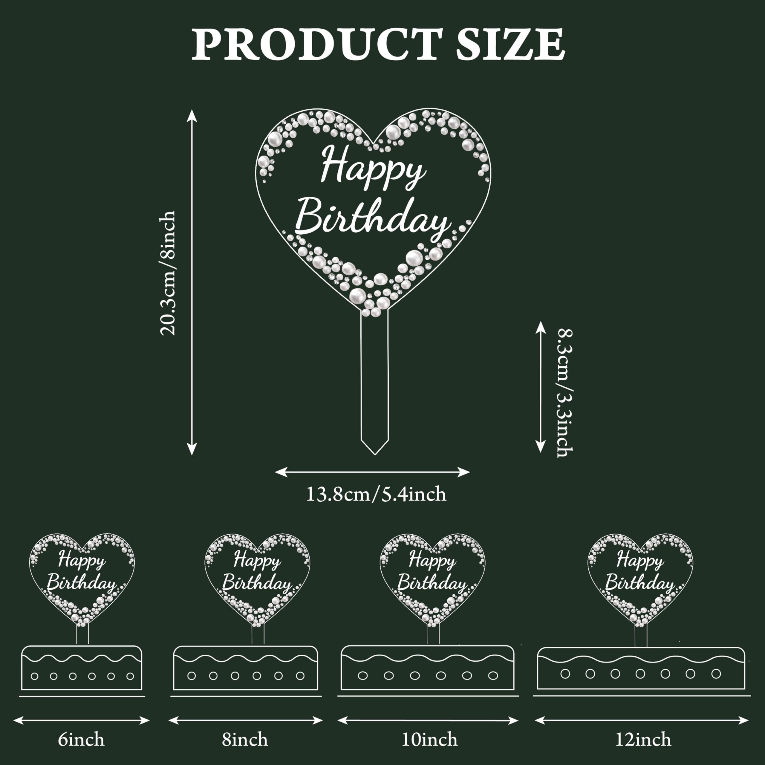 Coucoland Heart Birthday Cake Topper – Acrylic with Rhinestones and Pearls