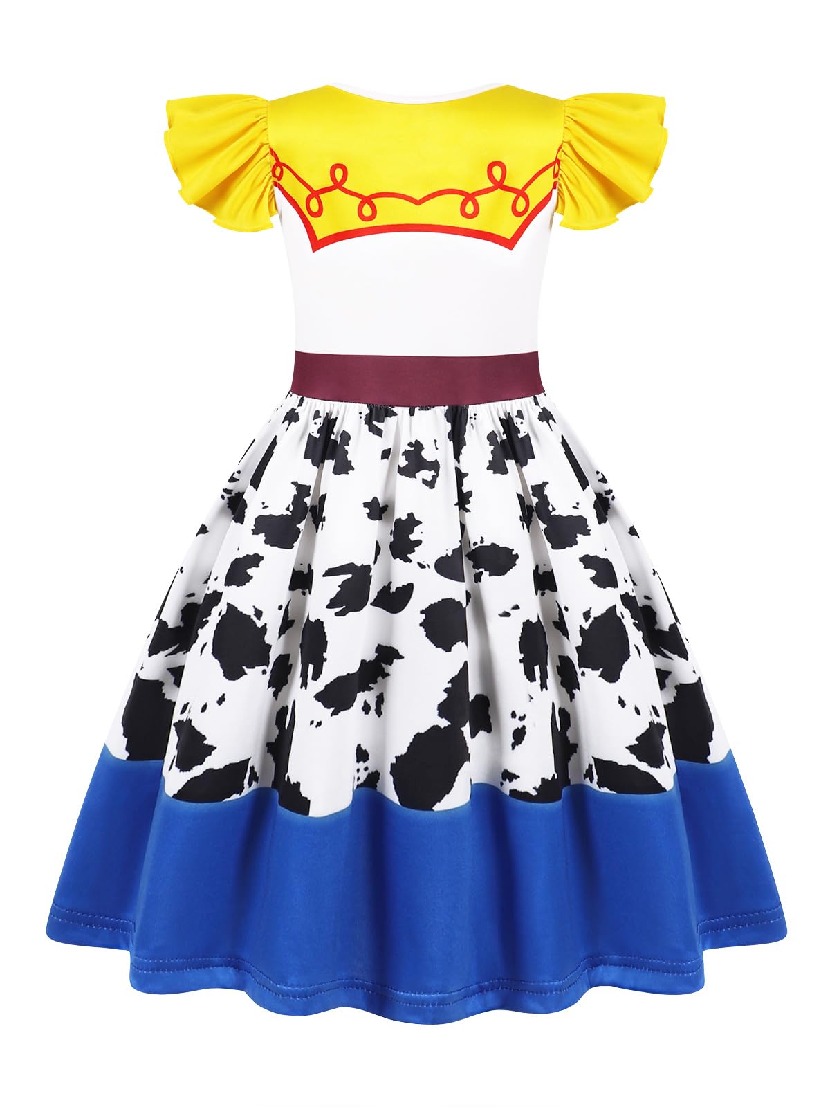 Cowgirl Costume for Girls Toddler Dress - Green White Cartoon Print Halloween Role Play Outfit