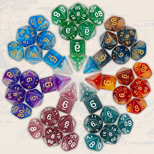 Coyeekn 49-Piece Polyhedral Dice Set – 7 Complete Sets for D&D and Tabletop RPGs