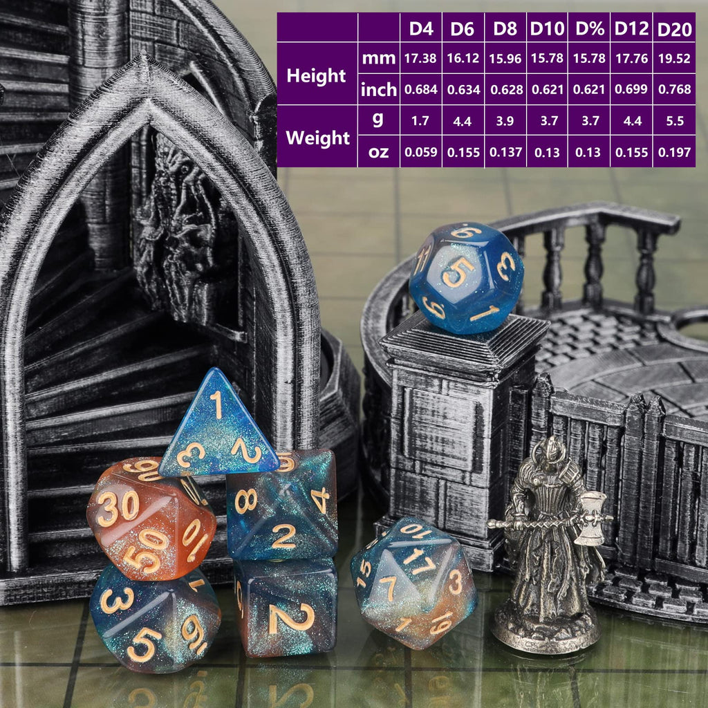 Coyeekn 49-Piece Polyhedral Dice Set – 7 Complete Sets for D&D and Tabletop RPGs