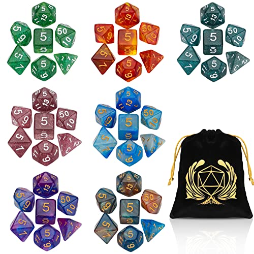 Coyeekn 49-Piece Polyhedral Dice Set – 7 Complete Sets for D&D and Tabletop RPGs