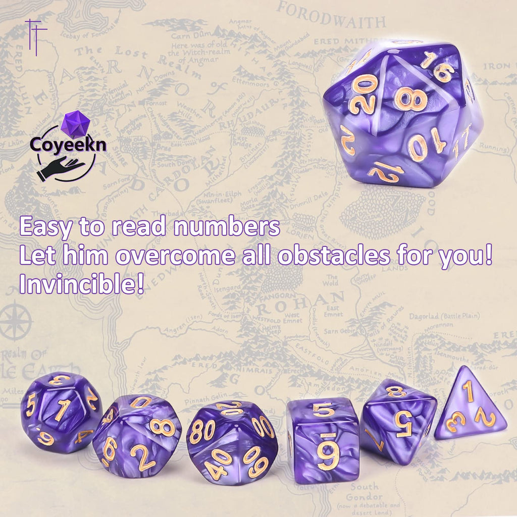 Coyeekn 70-Piece DND Dice Set: 10 Complete Polyhedral Sets (d4, d6, d8, d10, d12, d20) with Storage Pouch for RPGs