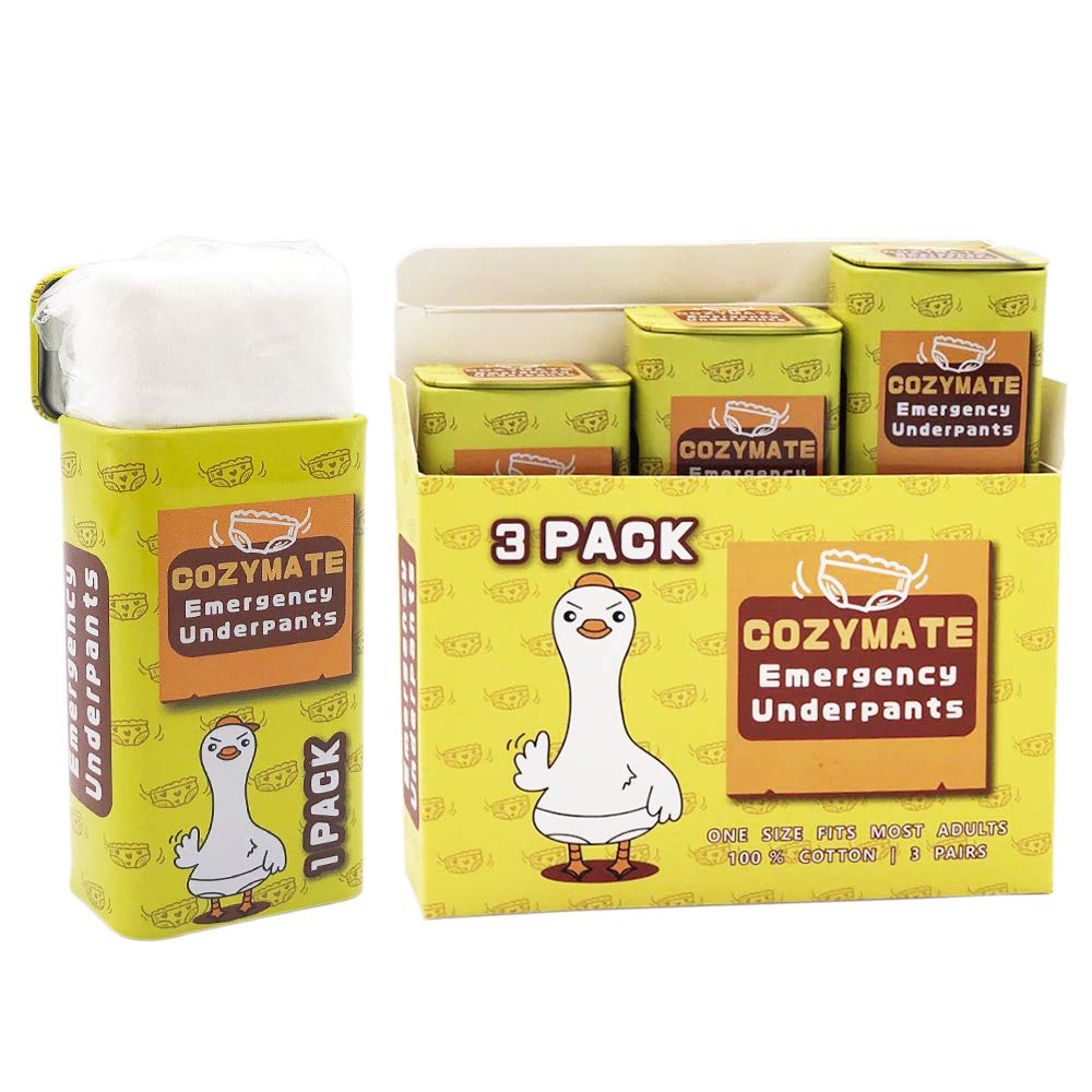 COZYMATE Emergency Underpants in a Can – 3 Pairs Instant Underwear in Compact Tin, Funny Gag Gift for Men and Women