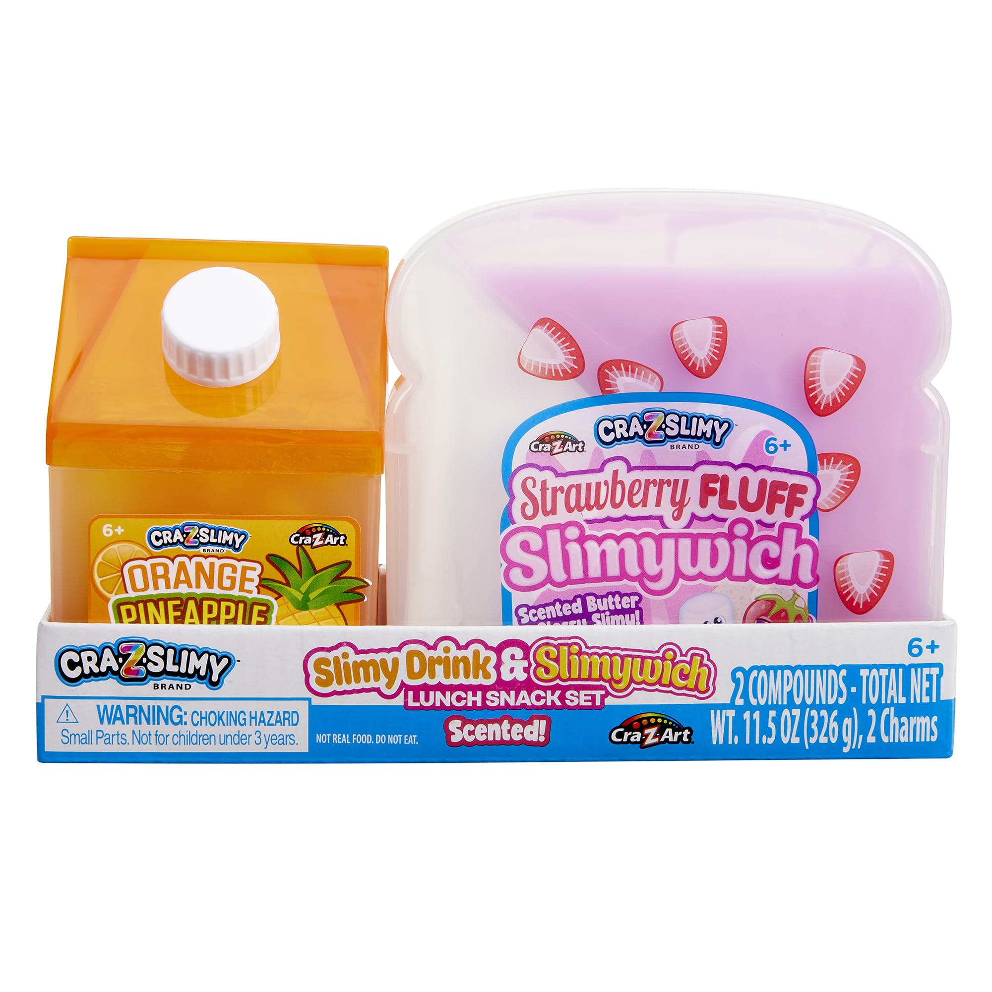 CRA-Z-Art Lunch-Themed Slime Set: Scented Orange Pineapple Drink & Strawberry Fluff Slimywich