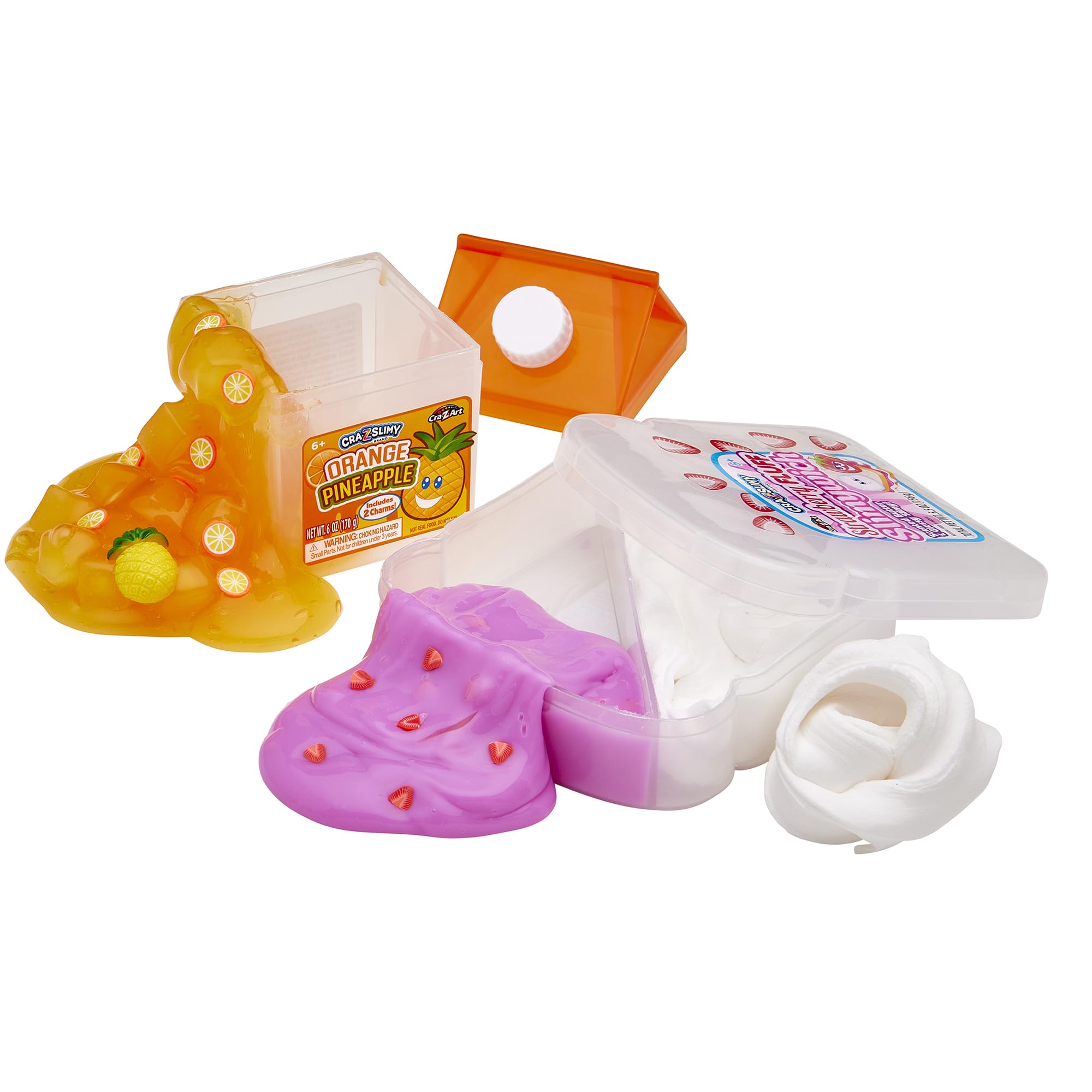 CRA-Z-Art Lunch-Themed Slime Set: Scented Orange Pineapple Drink & Strawberry Fluff Slimywich