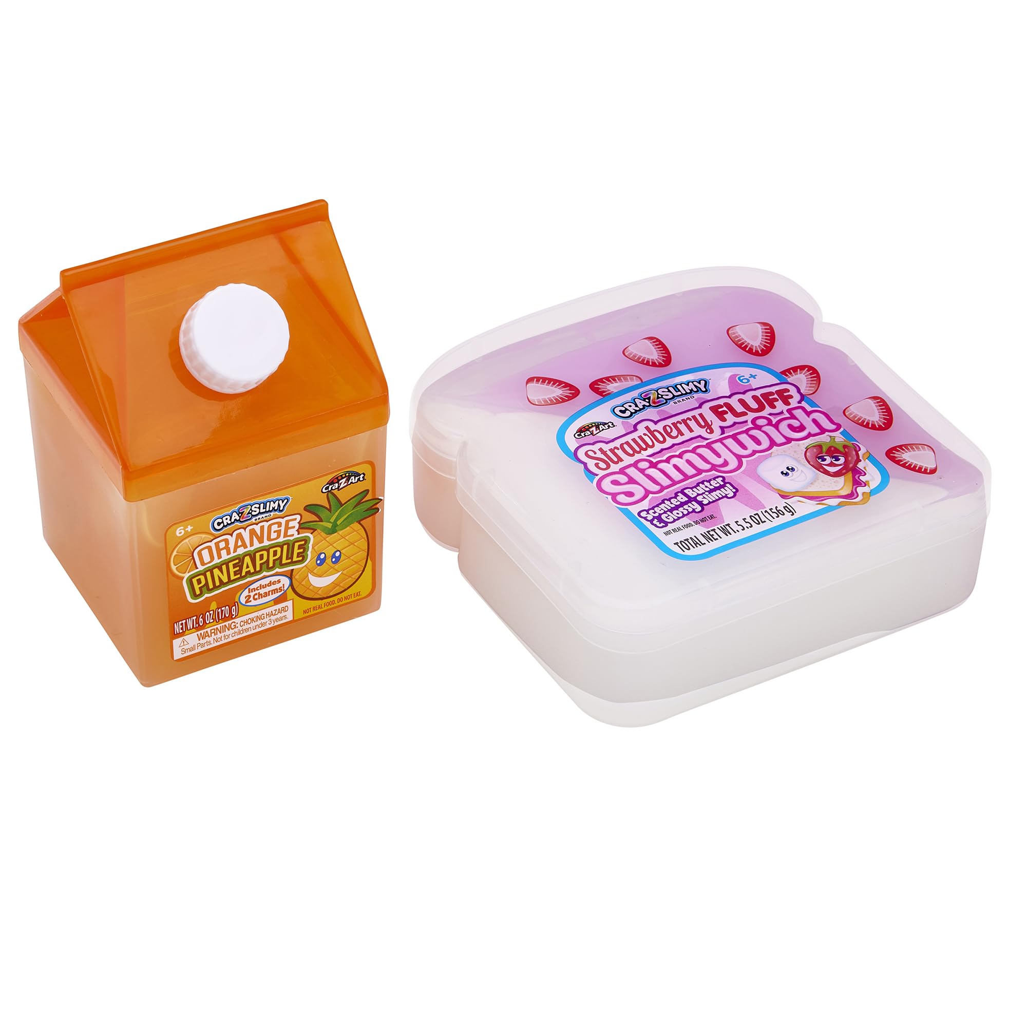 CRA-Z-Art Lunch-Themed Slime Set: Scented Orange Pineapple Drink & Strawberry Fluff Slimywich