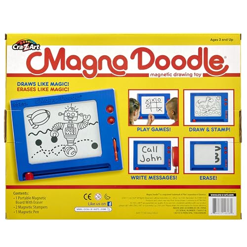 Cra-Z-Art Retro Magna Doodle – Classic Magnetic Drawing Board, Blue/White, Ages 3+