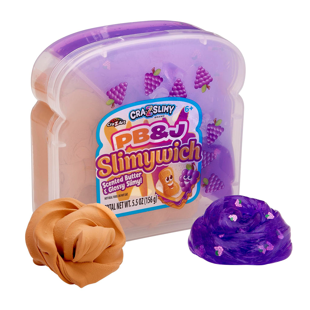 Cra-Z-Art Slimy Drink & Slimywich Lunch Snack Set – Scented Strawberry Milk & PB&J Slime for Kids Ages 6+