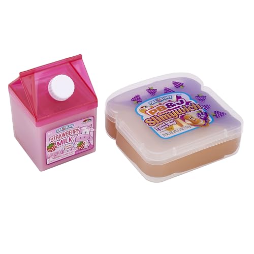 Cra-Z-Art Slimy Drink & Slimywich Lunch Snack Set – Scented Strawberry Milk & PB&J Slime for Kids Ages 6+