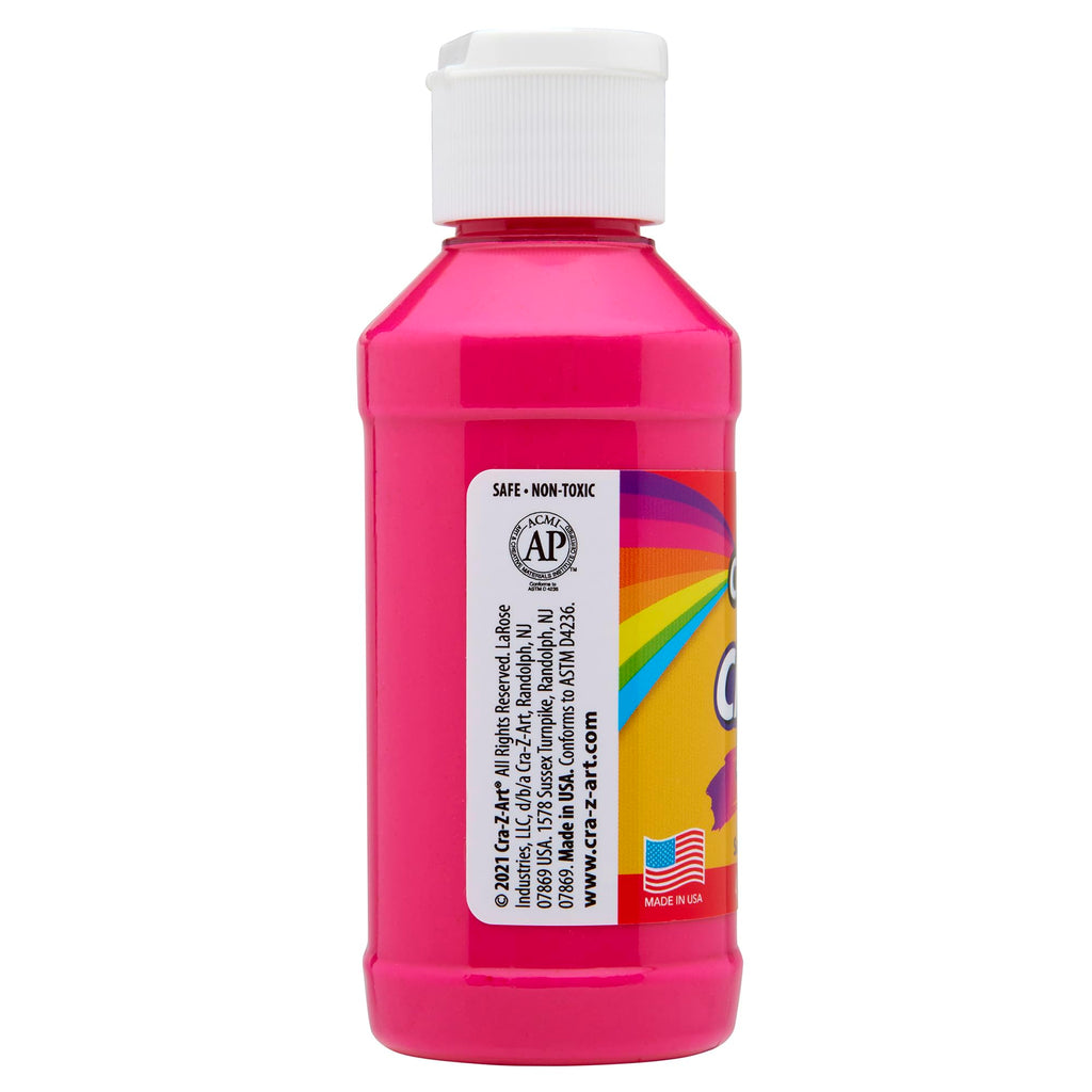Cra-Z-Art Washable Neon Paint Set - 8 Bottles of 4oz Each, Fluorescent Colors, Non-Toxic, Made in USA