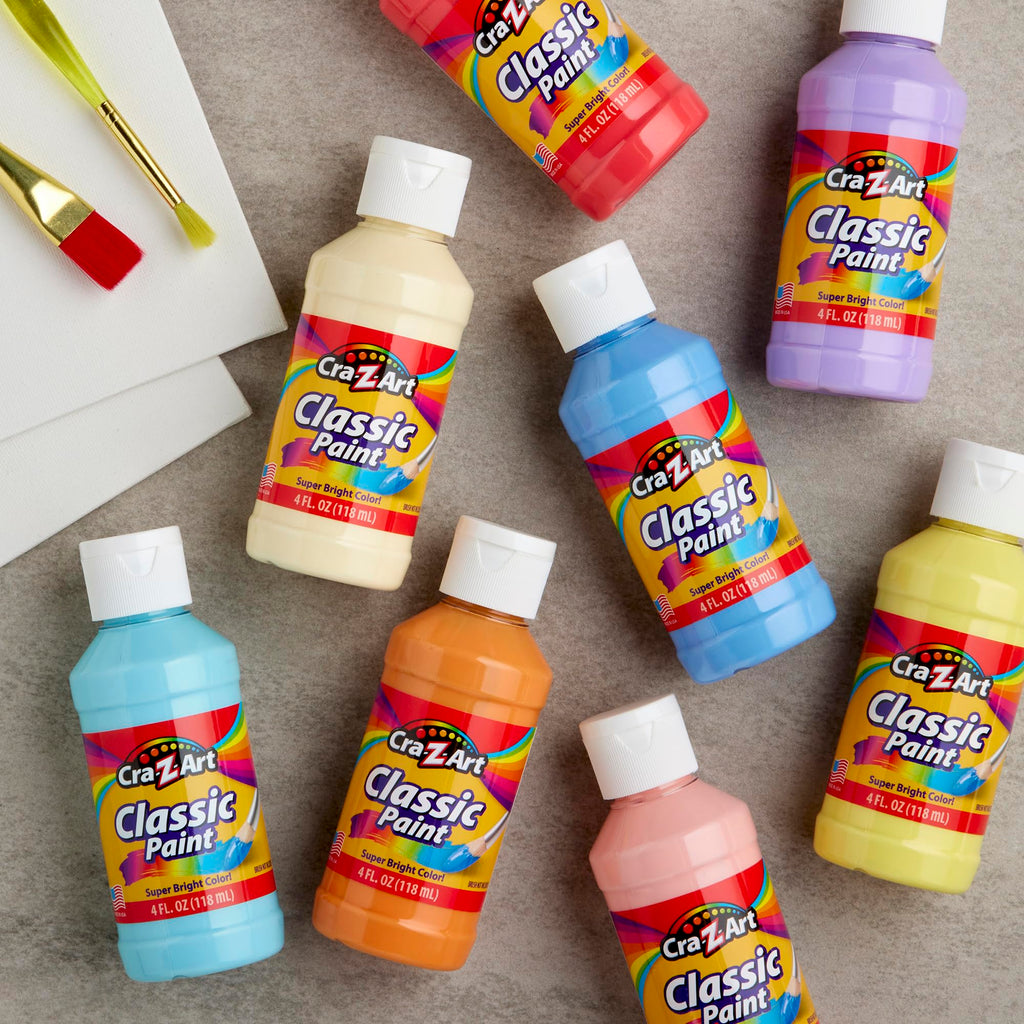 Cra-Z-Art Washable Pastel Paint Set – 8 Bottles of 4oz, Non-Toxic, Made in USA