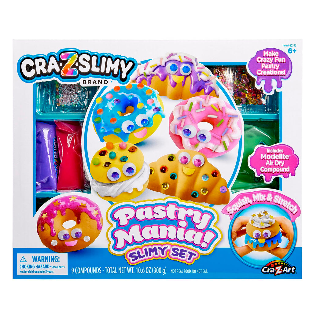 Cra-Z-Slimy Pastry Party Dessert Slime Kit – Scented DIY Slime with Molds, Sprinkles & Air-Dry Compound