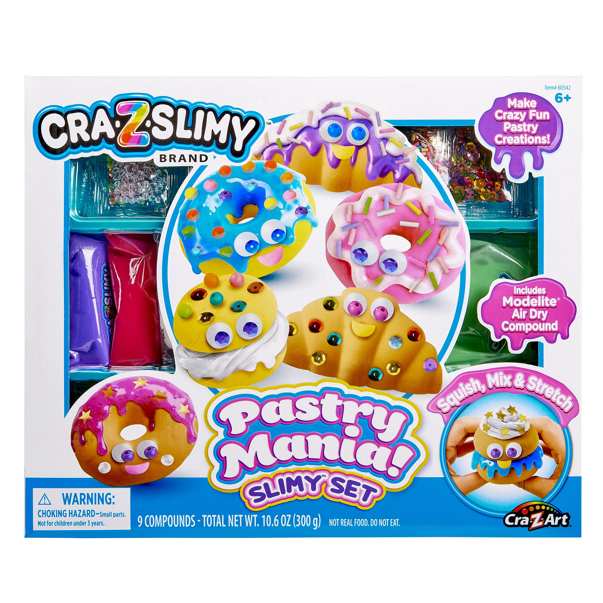 Cra-Z-Slimy Pastry Party Dessert Slime Kit – Scented DIY Slime with Molds, Sprinkles & Air-Dry Compound