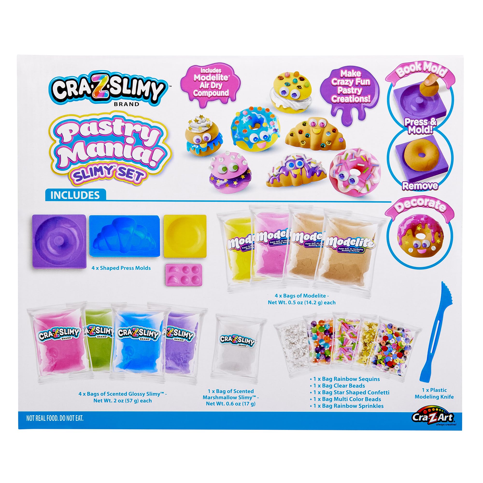 Cra-Z-Slimy Pastry Party Dessert Slime Kit – Scented DIY Slime with Molds, Sprinkles & Air-Dry Compound