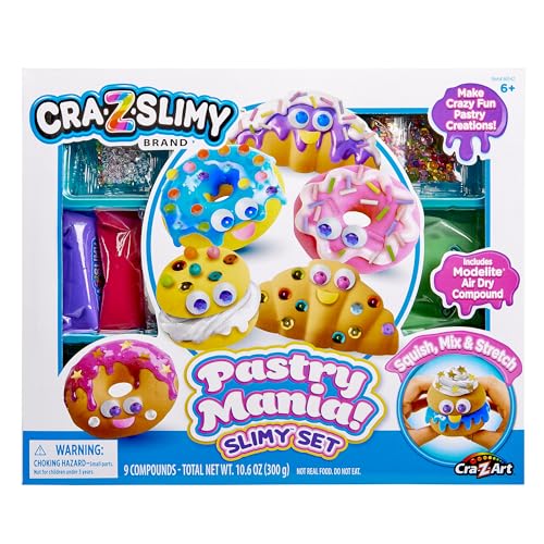 Cra-Z-Slimy Pastry Party Dessert Slime Kit – Scented DIY Slime with Molds, Sprinkles & Air-Dry Compound