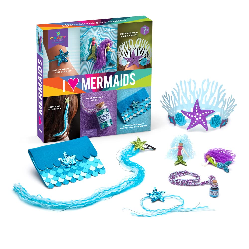 Craft-tastic I Love Mermaids Kit – 6 Mermaid-Themed Crafts for Kids Ages 7+