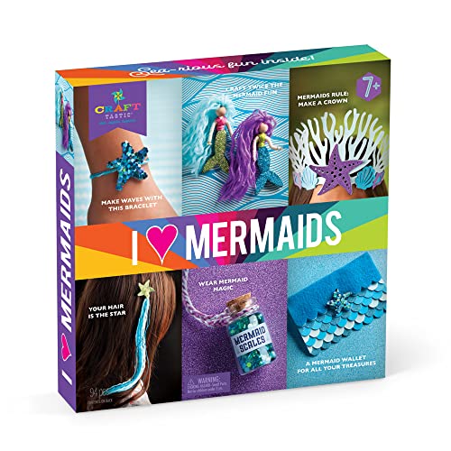 Craft-tastic I Love Mermaids Kit – 6 Mermaid-Themed Crafts for Kids Ages 7+