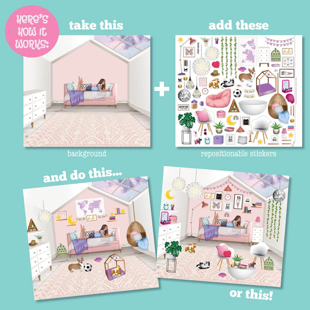 Craft-Tastic Sticker It Up! Reusable Sticker Book – 8 Scenes, 750+ Stickers