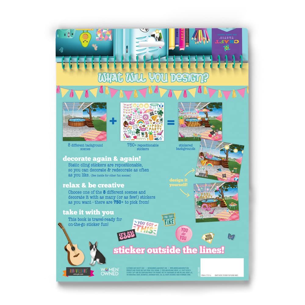 Craft-Tastic Sticker It Up! Reusable Sticker Book – 8 Scenes, 750+ Stickers