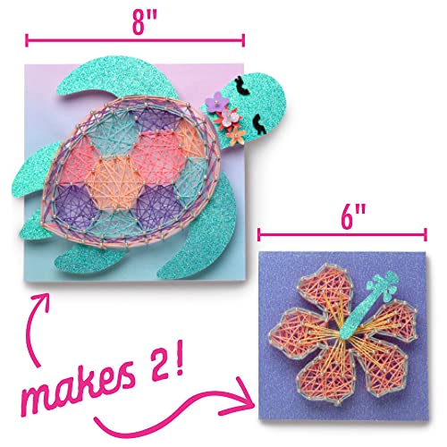 Craft-Tastic String Art Sea Turtle & Hibiscus Kit – 2 Foam Canvas Projects for Ages 10+