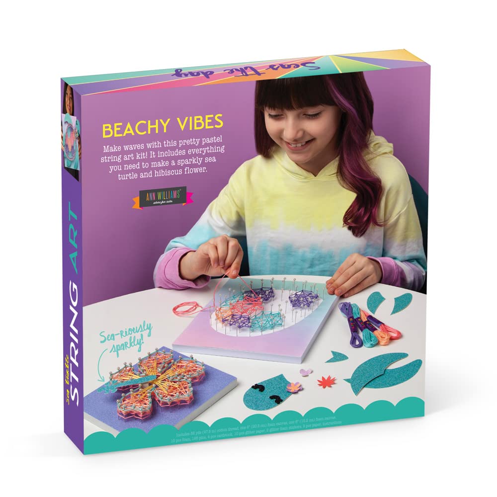 Craft-Tastic String Art Sea Turtle & Hibiscus Kit – 2 Foam Canvas Projects for Ages 10+
