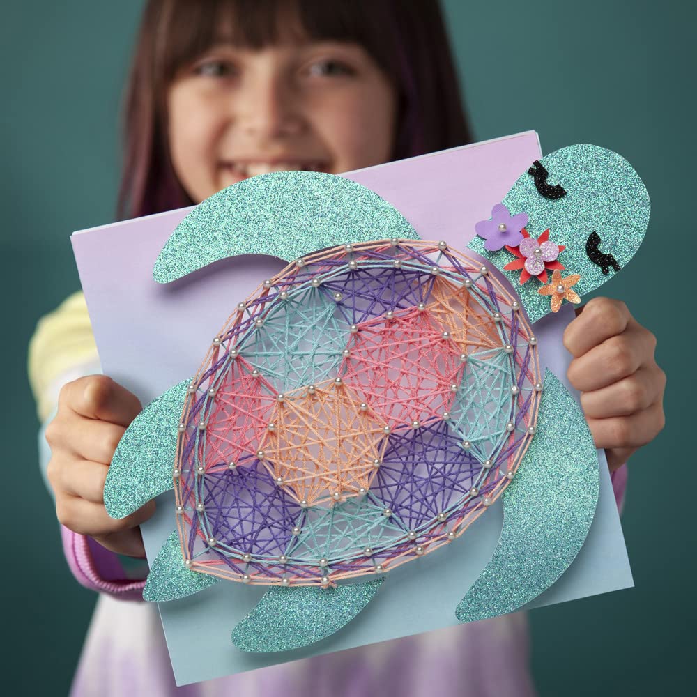 Craft-Tastic String Art Sea Turtle & Hibiscus Kit – 2 Foam Canvas Projects for Ages 10+