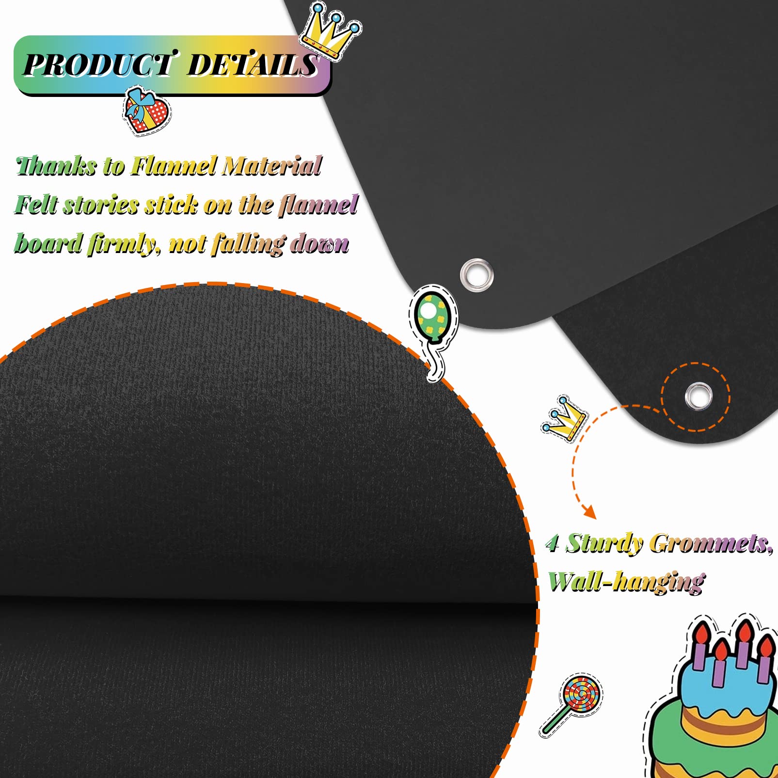 Craftstory 3.5 ft Felt Flannel Board for Toddlers, Black Wall-Hanging Storytelling Activity Set for Preschoolers