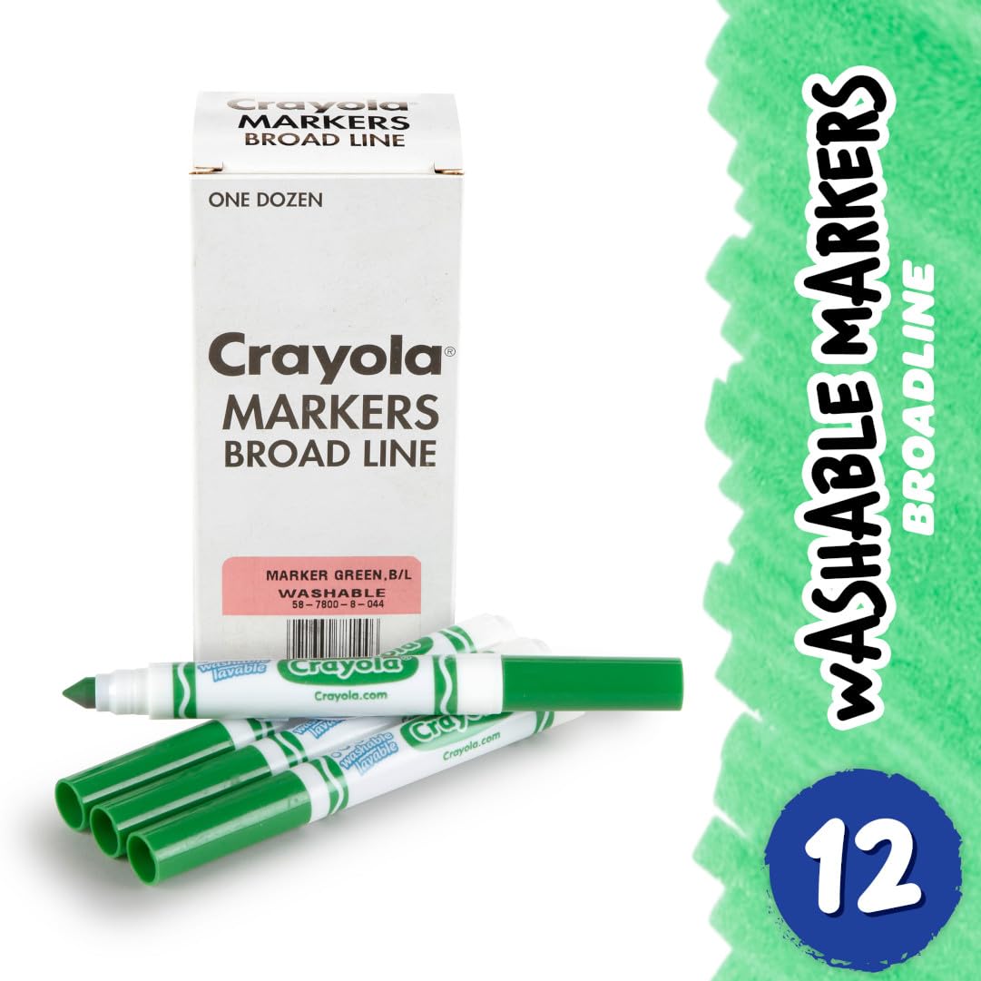 Crayola 12 Count Green Washable Broad Line Markers – Bulk Pack