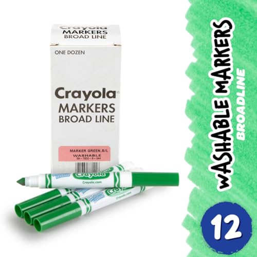 Crayola 12 Count Green Washable Broad Line Markers – Bulk Pack
