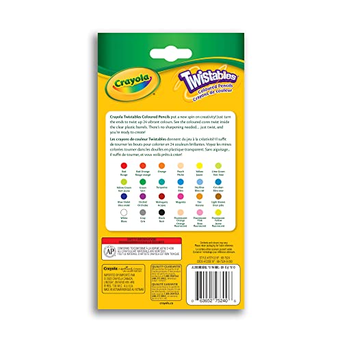 Crayola 24 Twistables Colored Pencils: Twist to Reveal Color, No Sharpener Needed
