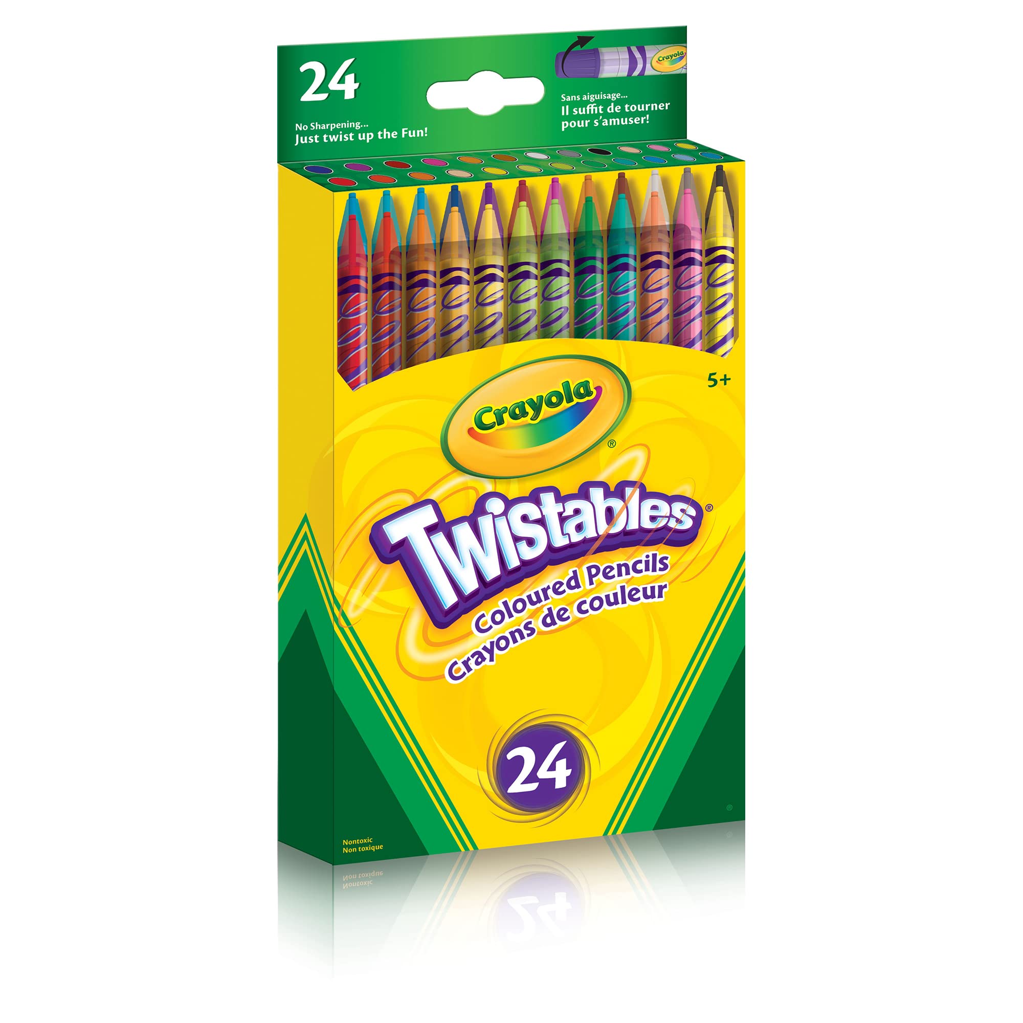 Crayola 24 Twistables Colored Pencils: Twist to Reveal Color, No Sharpener Needed