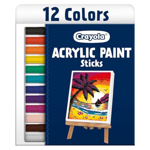 Crayola Acrylic Paint Doodle Sticks (12ct) – Quick-Dry, Less Mess Multi-Surface Paint Markers for Kids