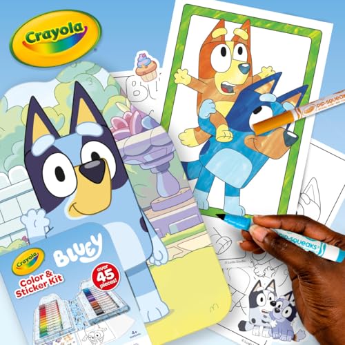 Crayola Bluey Art Kit (45 Pieces) – Washable Markers, Coloring Pages, Stickers & Bluey Case for Kids 4+