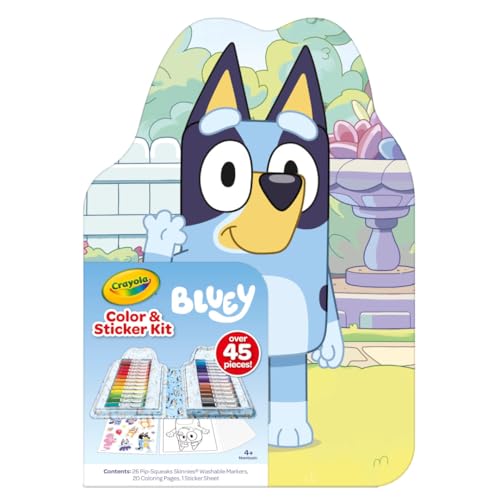 Crayola Bluey Art Kit (45 Pieces) – Washable Markers, Coloring Pages, Stickers & Bluey Case for Kids 4+