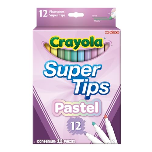 Crayola Bright Supertips Pastel Edition – 12 Washable Felt Tip Markers for Kids