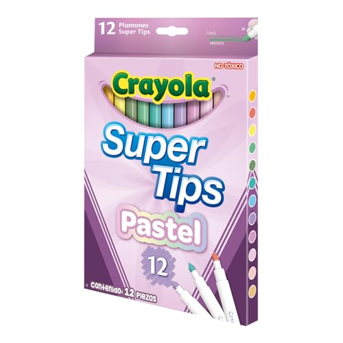 Crayola Bright Supertips Pastel Edition – 12 Washable Felt Tip Markers for Kids