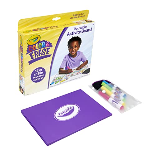 Crayola Color and Erase Reusable Activity Board – Reusable Drawing Board with Washable Markers, Ages 3+