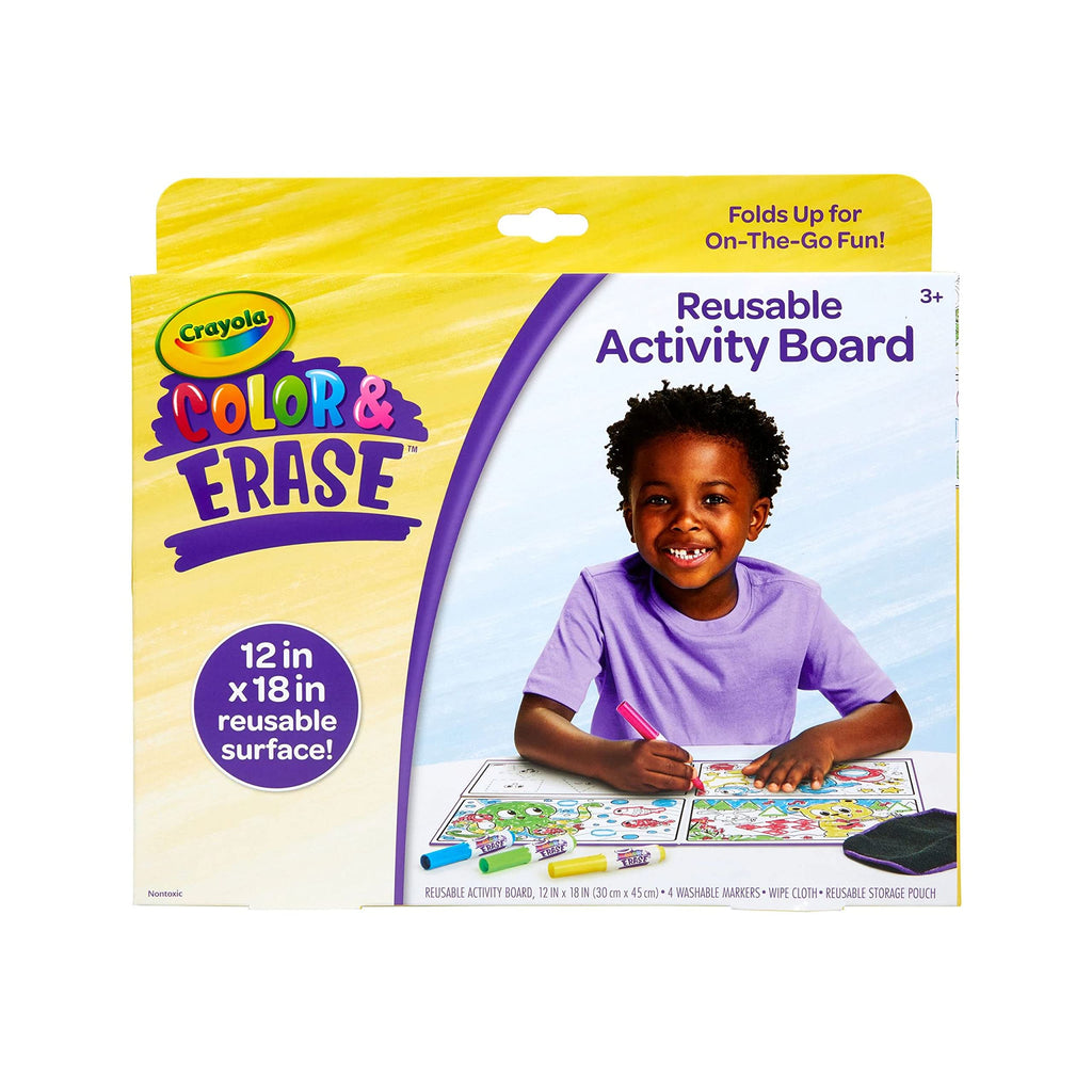 Crayola Color and Erase Reusable Activity Board – Reusable Drawing Board with Washable Markers, Ages 3+