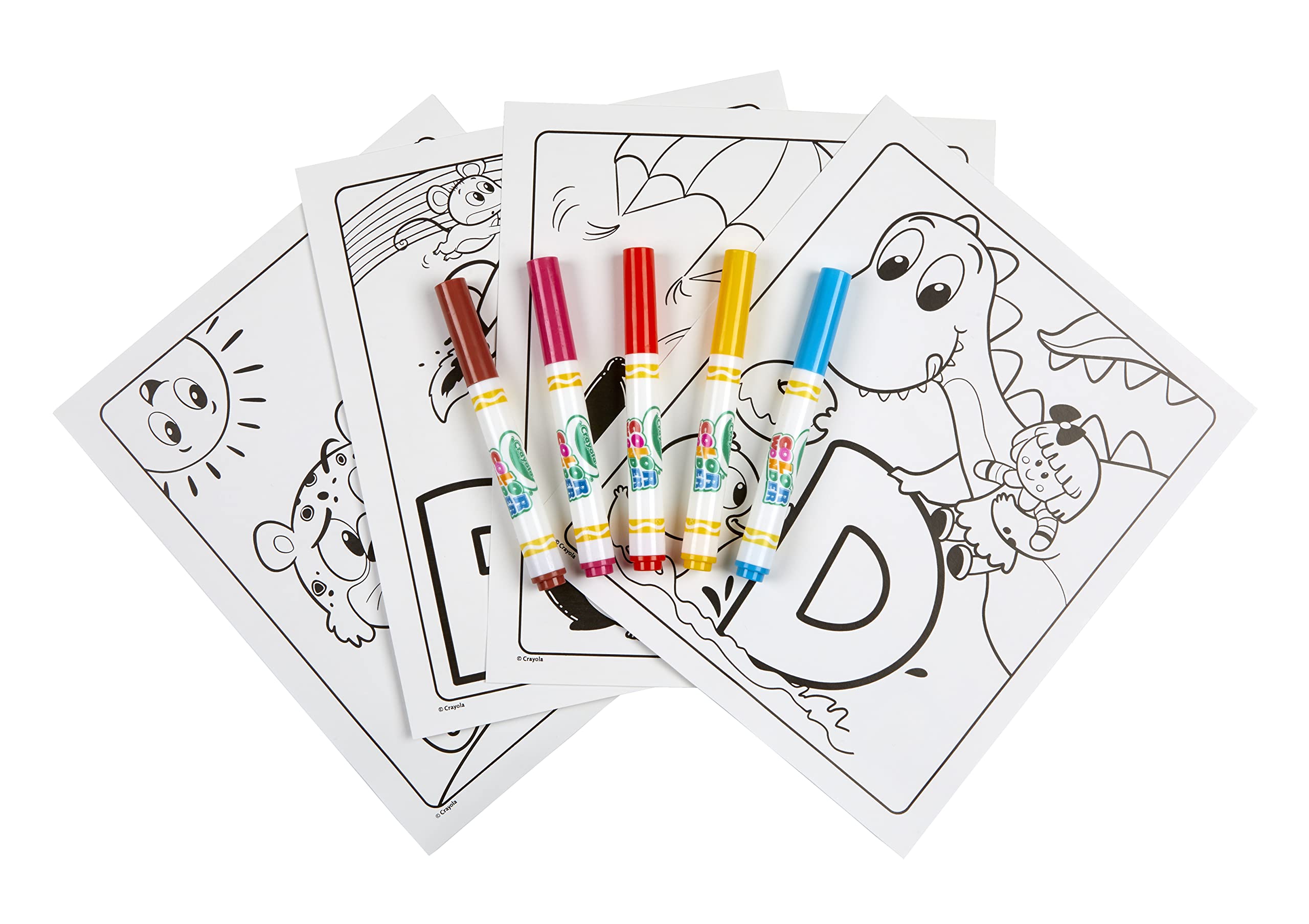 Crayola Color Wonder Alpha Pets Mess Free Coloring Set - 24 Alphabet Pages & 5 Markers for Toddlers Ages 3+