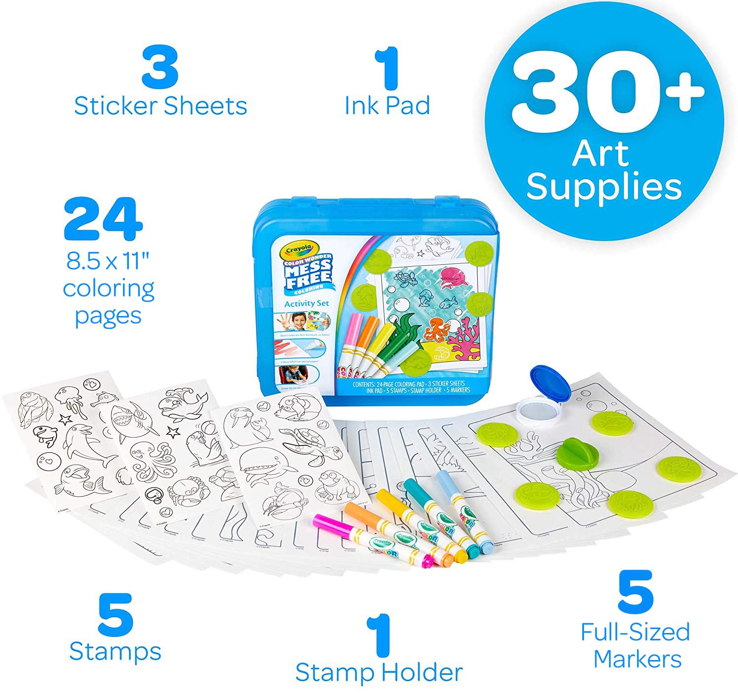 Crayola Color Wonder Mess Free Activity Set (30+ Pieces) – Travel Coloring Kit for Kids Ages 3+