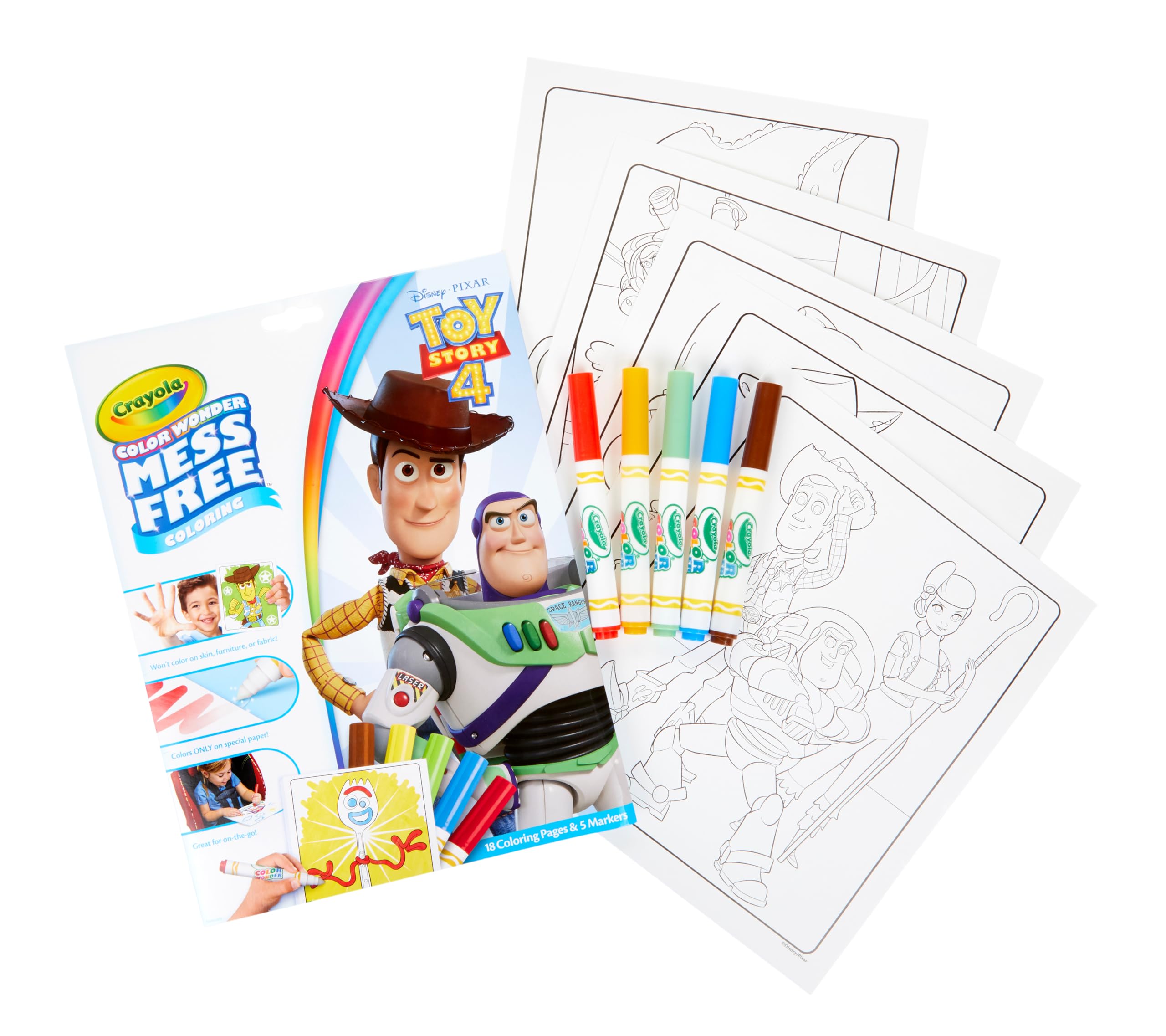 Crayola Color Wonder Toy Story Mess Free Coloring Set – 18 Pages & 5 Markers, No Mess, Ages 3+