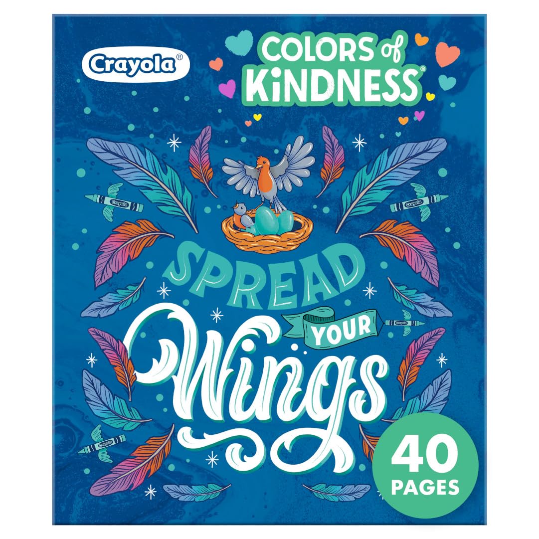 Crayola Colors of Kindness Adult Coloring Book - 40 Pages of Uplifting Messages, Perforated Paper, 8.5x10 Inch