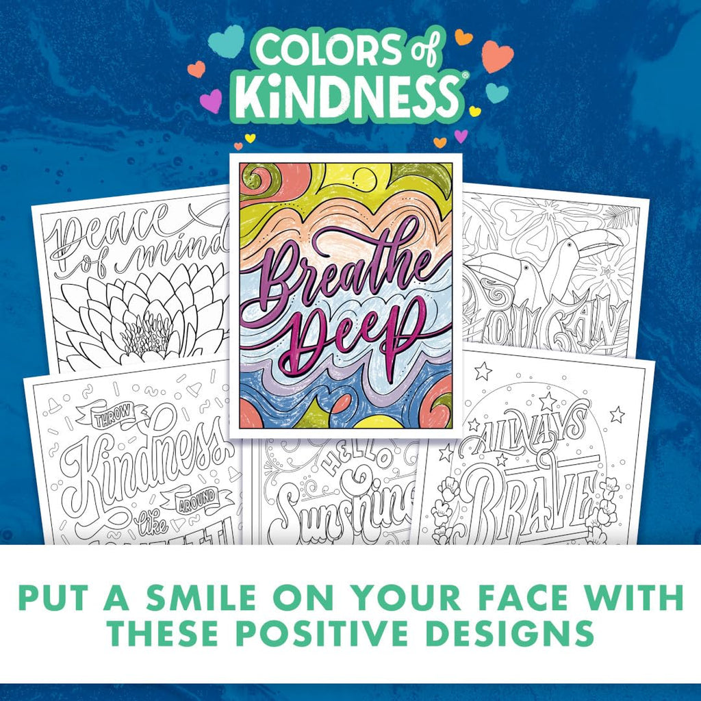 Crayola Colors of Kindness Adult Coloring Book - 40 Pages of Uplifting Messages, Perforated Paper, 8.5x10 Inch