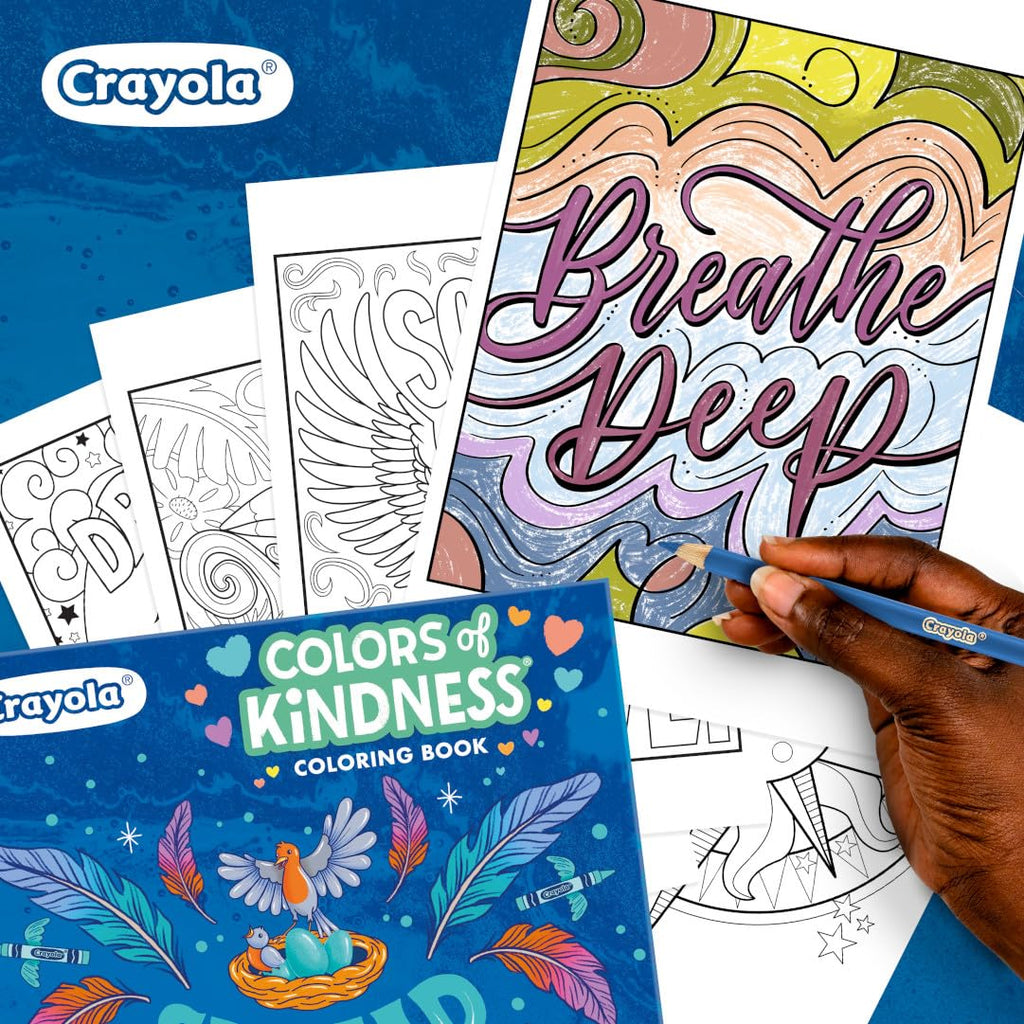 Crayola Colors of Kindness Adult Coloring Book - 40 Pages of Uplifting Messages, Perforated Paper, 8.5x10 Inch