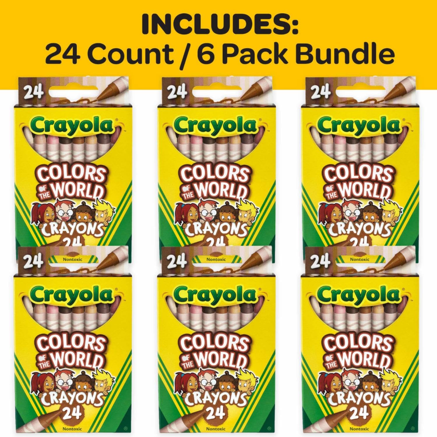 Crayola Colors of the World Crayons Bulk Set – 144 Skin Tone Crayons (6 Packs of 24)