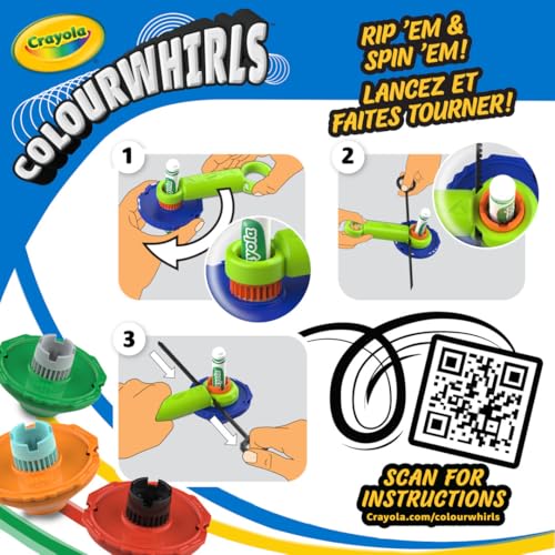 Crayola Colourwhirls (3ct) Spin Art Toy – Battling Spinning Tops for Kids Ages 6+