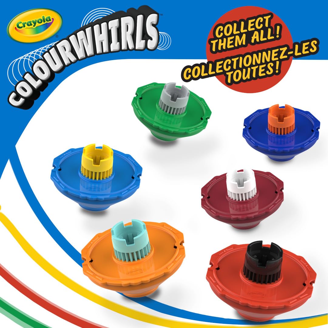 Crayola Colourwhirls (3ct) Spin Art Toy – Battling Spinning Tops for Kids Ages 6+