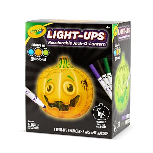 Crayola Light-Ups Jack-O-Lantern: Reusable Light-Up Pumpkin Toy with Washable Markers, Glow-in-the-Dark Decor, Ages 4+